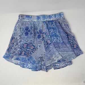 Show Me Your Mumu Women's Blue Paisley High-Waisted Carlos Swing Shorts Sz Small